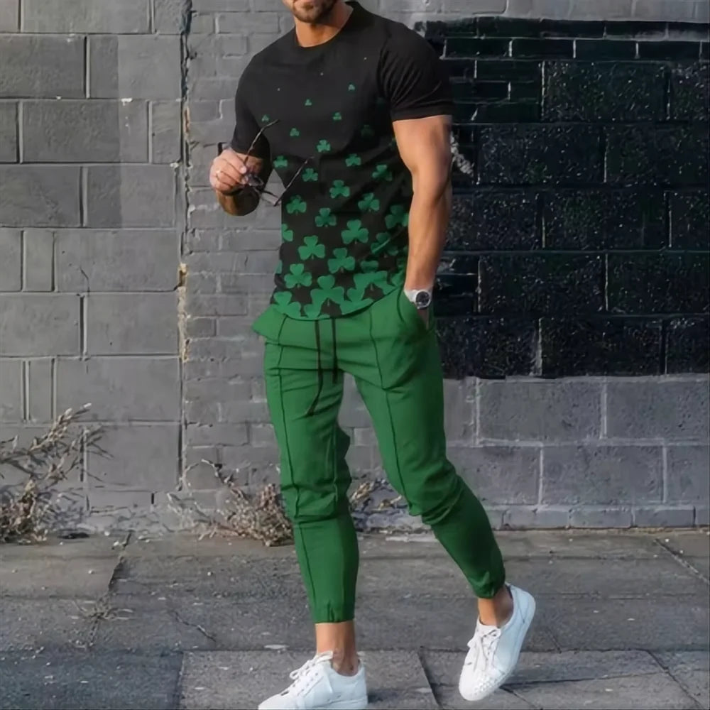 Men's 3D Smile Summer Sports Set – 2-Piece Jogging Outfit