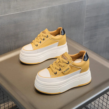 Fujin 9cm cow suede leather women platform wedge shoes, casual summer heels