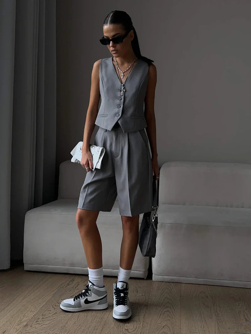 Wolfeel Women's Summer 2-Piece Vest & Shorts Set