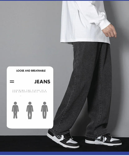 Men's Korean Straight Denim Wide-Leg Jeans