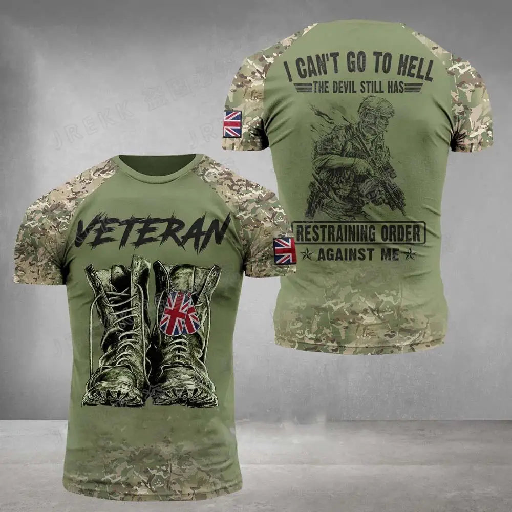 Men’s Summer 3D Camouflage British Flag Tee Fitness Casual Top