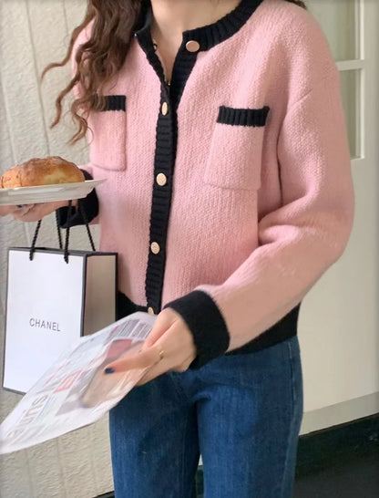 Autumn O-Neck Sweater Cardigan Women Knitted Jacket