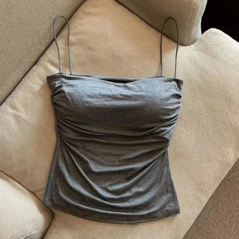 Women's Korean Summer Halter Tank Top with Built-In Bra