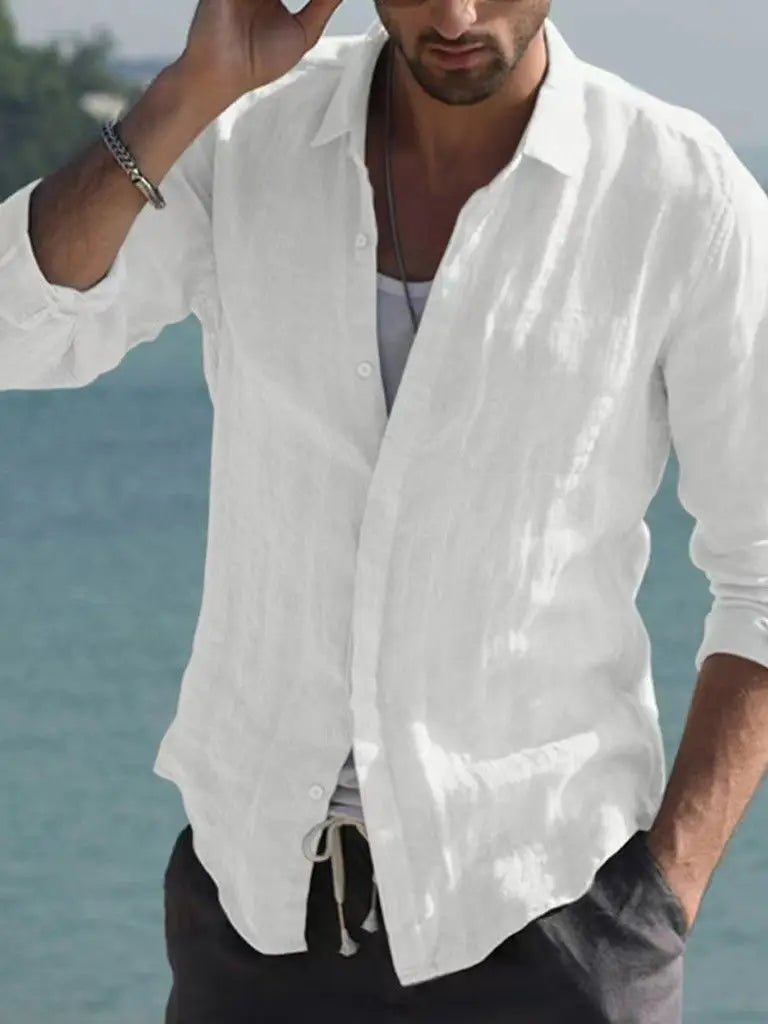 Men's Retro Lapel Cardigan Shirt