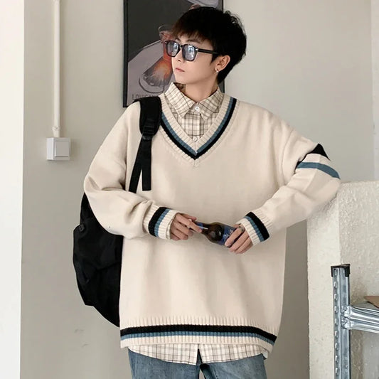 Men's, Korean V-neck Sweater Casual Autumn Winter Comfortable