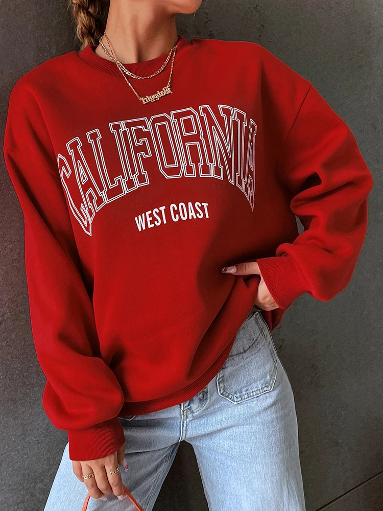 Korean Trend Women’s California Hoodie – Long Sleeve Pullover