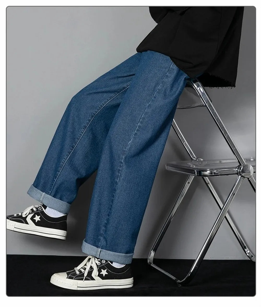 Men's Korean Straight Denim Wide-Leg Jeans