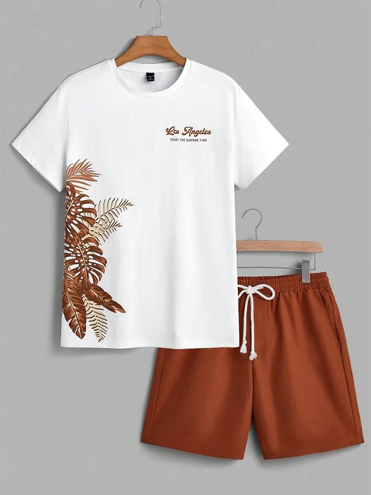Men's Hawaiian T-Shirt & Shorts Set Beach Outfit