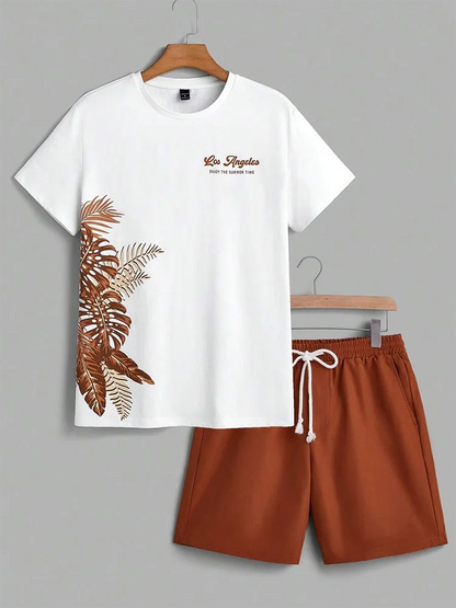 Men's Hawaiian T-Shirt & Shorts Set Beach Outfit