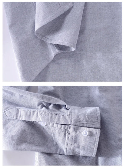 Men’s cotton Oxford shirt, stand collar, casual, comfortable white