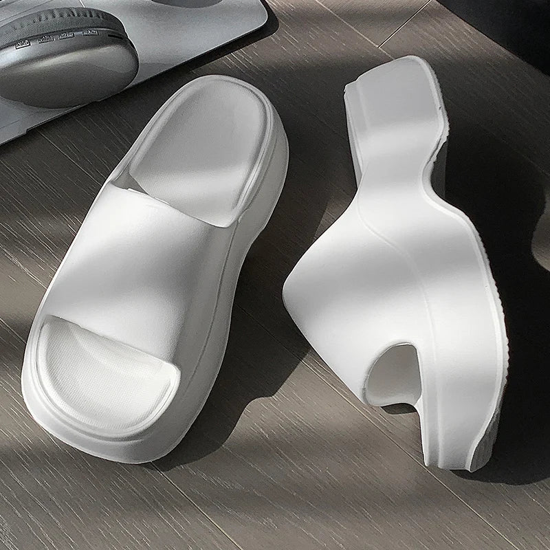 Women chunky platform summer slippers, non slip wedge sandals