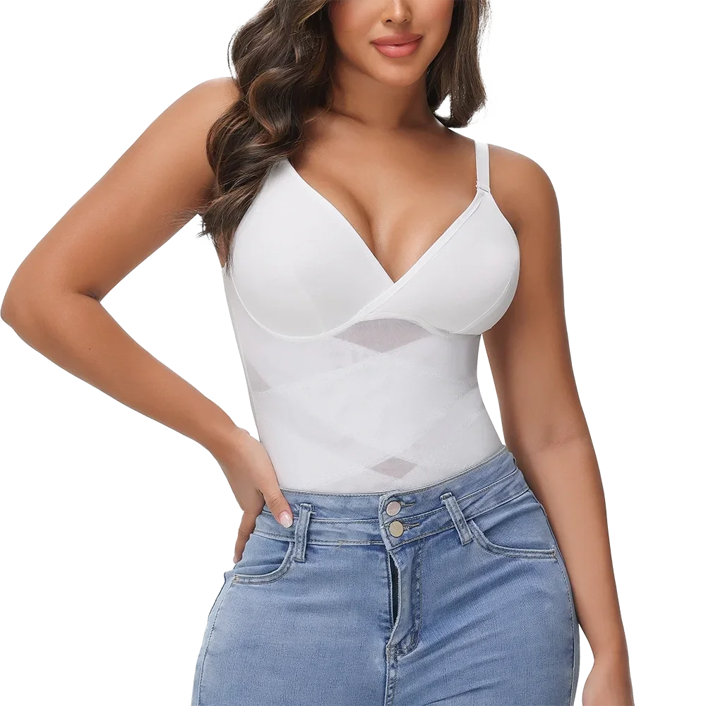 Sexy Cross Waist Bodysuit – Mesh, Breathable, Tummy Control