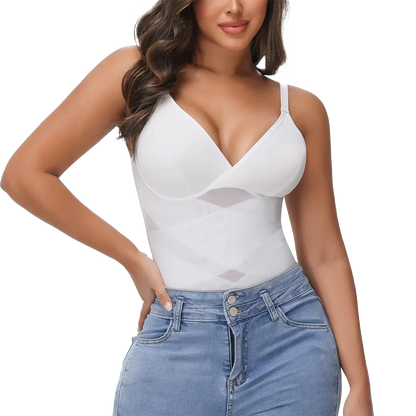 Sexy Cross Waist Bodysuit – Mesh, Breathable, Tummy Control