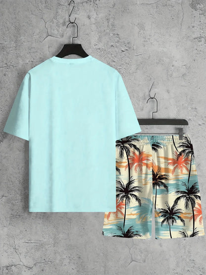 Men's Summer 2025 3D Hawaiian Beach Set