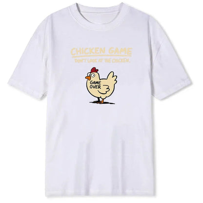 Men's Chicken Game Print T-Shirt – Casual Round Neck Short Sleeve Top