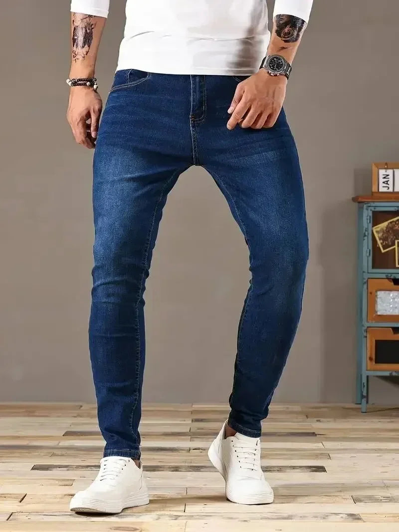 Men's Skinny Stretch Jeans – Black & Blue Street Style