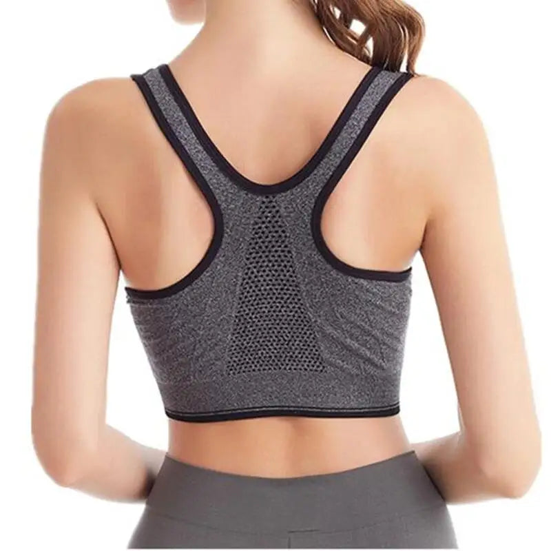 Women's Front-Zip Sports Bra Shockproof Breathable Seamless