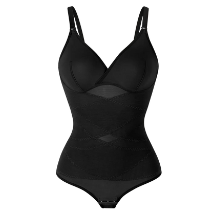 Sexy Cross Waist Bodysuit – Mesh, Breathable, Tummy Control