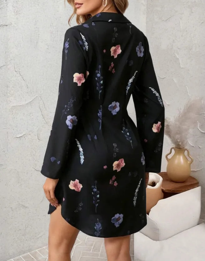 Elegant floral long sleeve blouse women office fashion