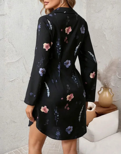 Elegant floral long sleeve blouse women office fashion