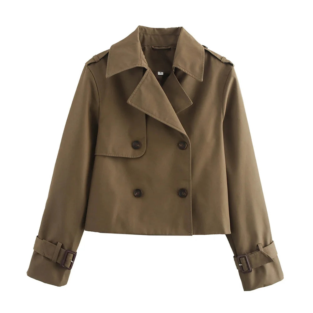 Vintage Cropped Trench Jacket – Women Chic Coat
