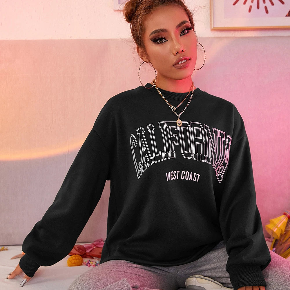 Korean Trend Women’s California Hoodie – Long Sleeve Pullover