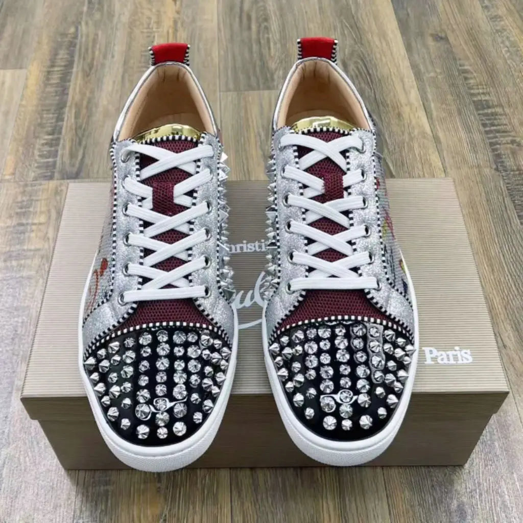 Trendy Red Sole Sneakers Men Women Sequined Rivet Fashion