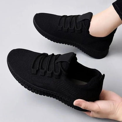 Women's Black Sneakers, Casual Platform Shoes, Breathable Running Shoes