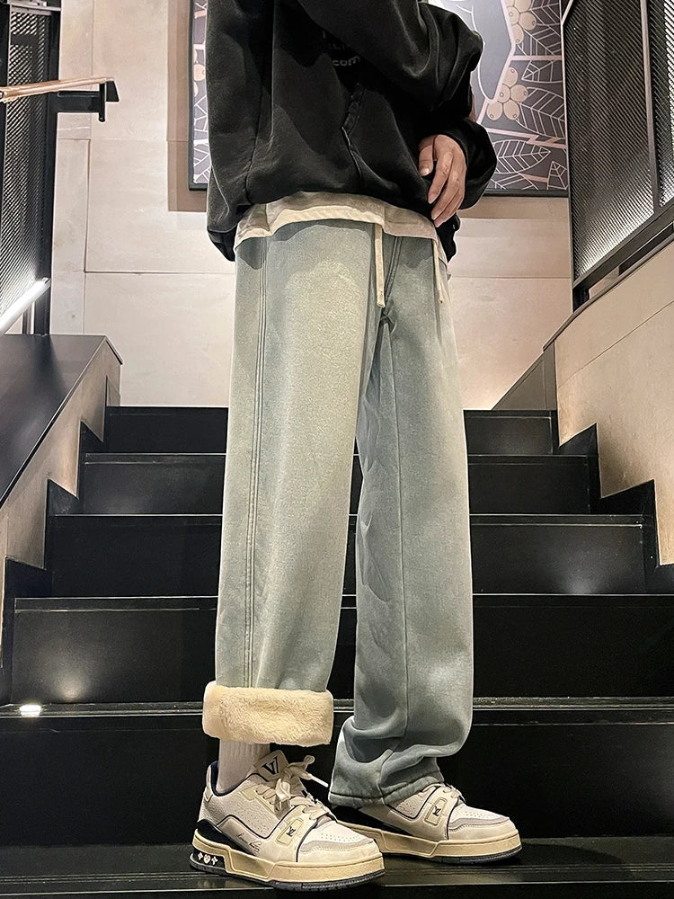 Winter Jeans, Korean Style, Fleece Lined, Warm Denim