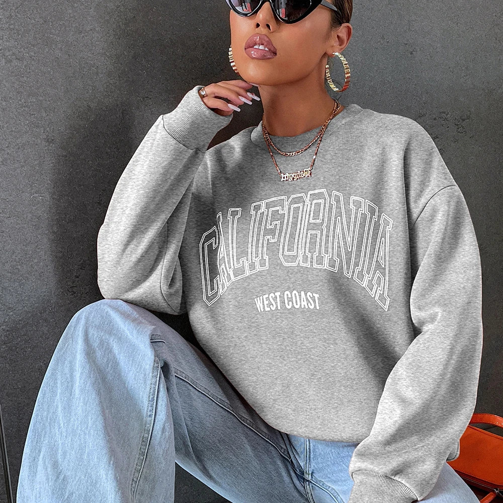 Korean Trend Women’s California Hoodie – Long Sleeve Pullover