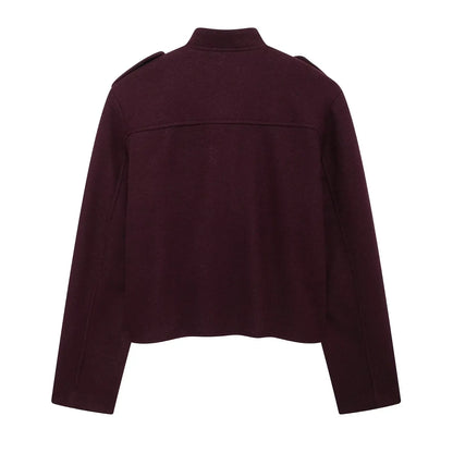 HH Fashion Tweed Bomber Jacket for Women – Loose Woolen Coat