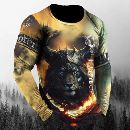 Men’s 3D Animal Wolf Shirt – Trendy Loose Casual Tee