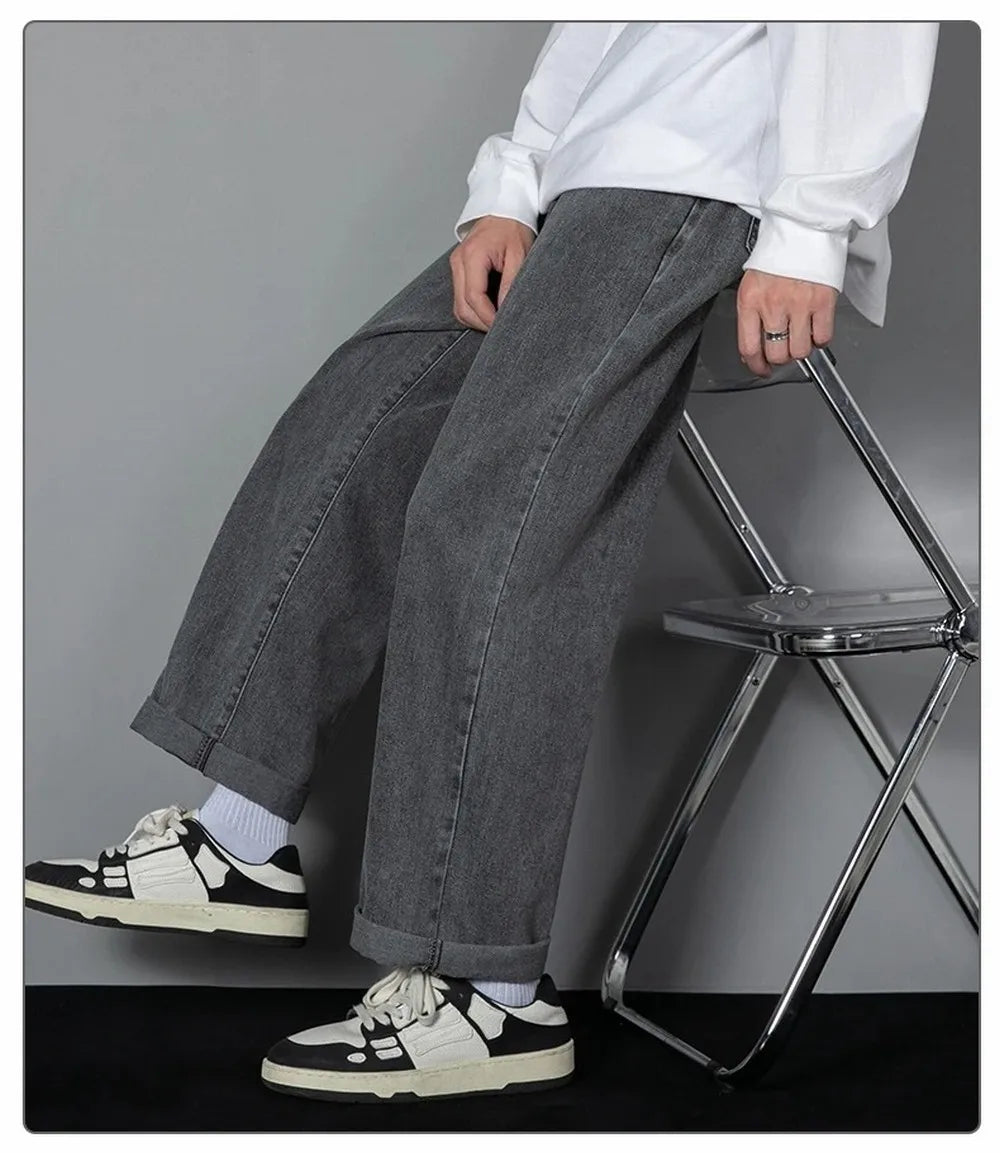 Men's Korean Straight Denim Wide-Leg Jeans