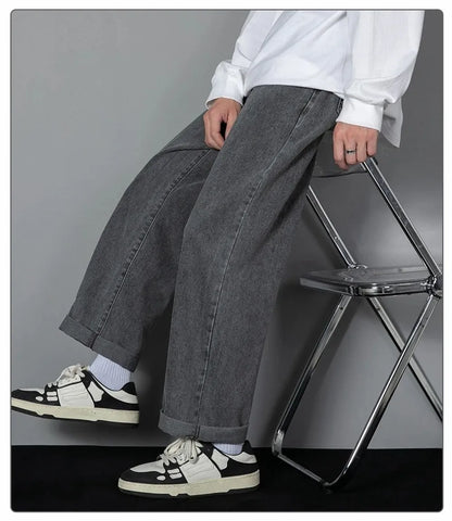 Men's Korean Straight Denim Wide-Leg Jeans