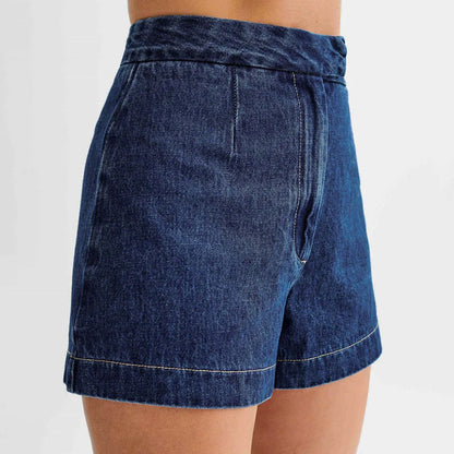 Women's Summer Denim Shorts Set Sleeveless Top & High Waist Shorts