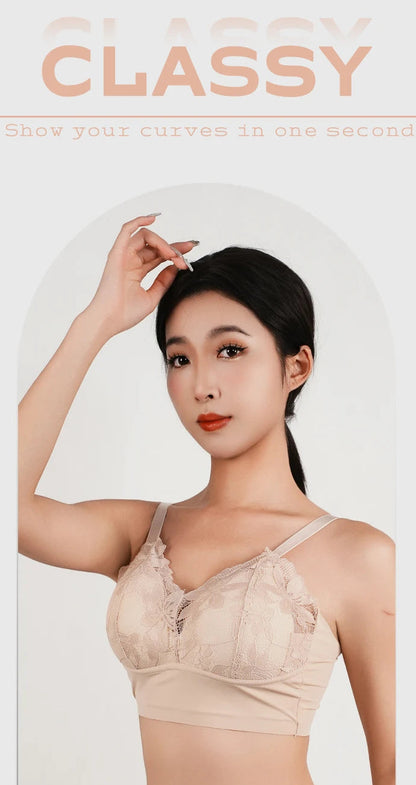 Wireless Lace Bra Adjustable Plus Small Large Cups