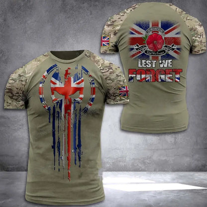 Men’s Summer 3D Camouflage British Flag Tee Fitness Casual Top