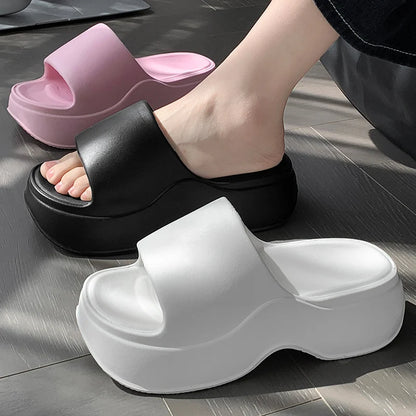 Women chunky platform summer slippers, non slip wedge sandals