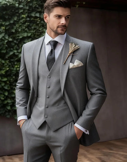 Italian Men's 3-Piece Slim Fit Wedding Suit – Elegant Tuxedo Set
