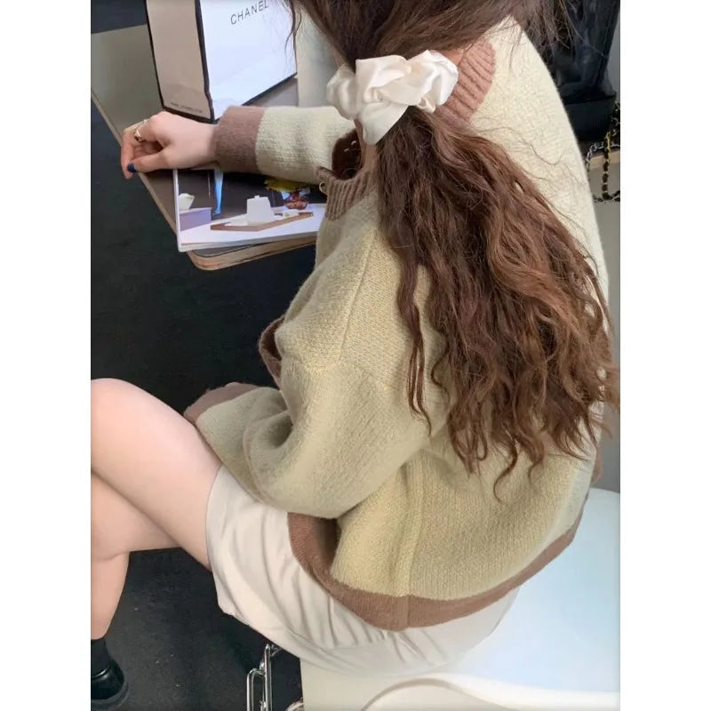 Autumn O-Neck Sweater Cardigan Women Knitted Jacket