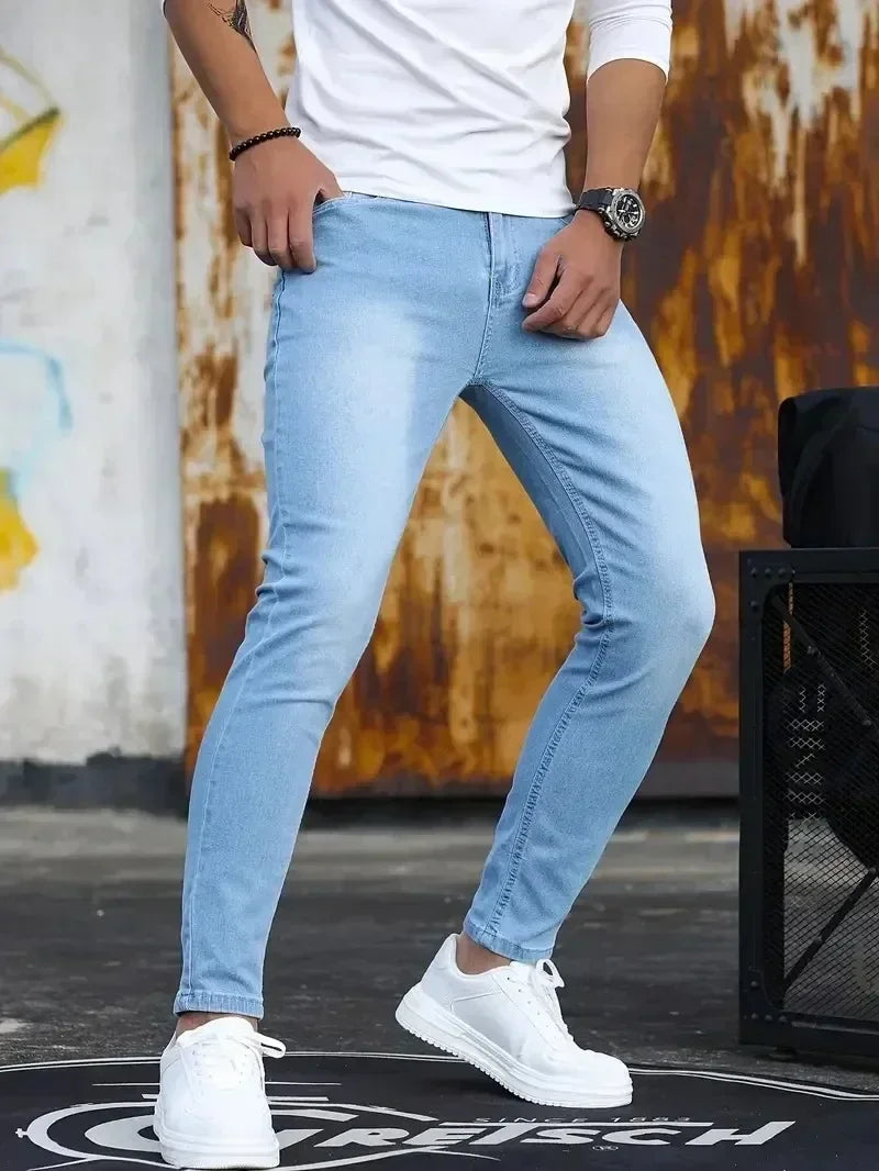 Men's Skinny Stretch Jeans – Black & Blue Street Style