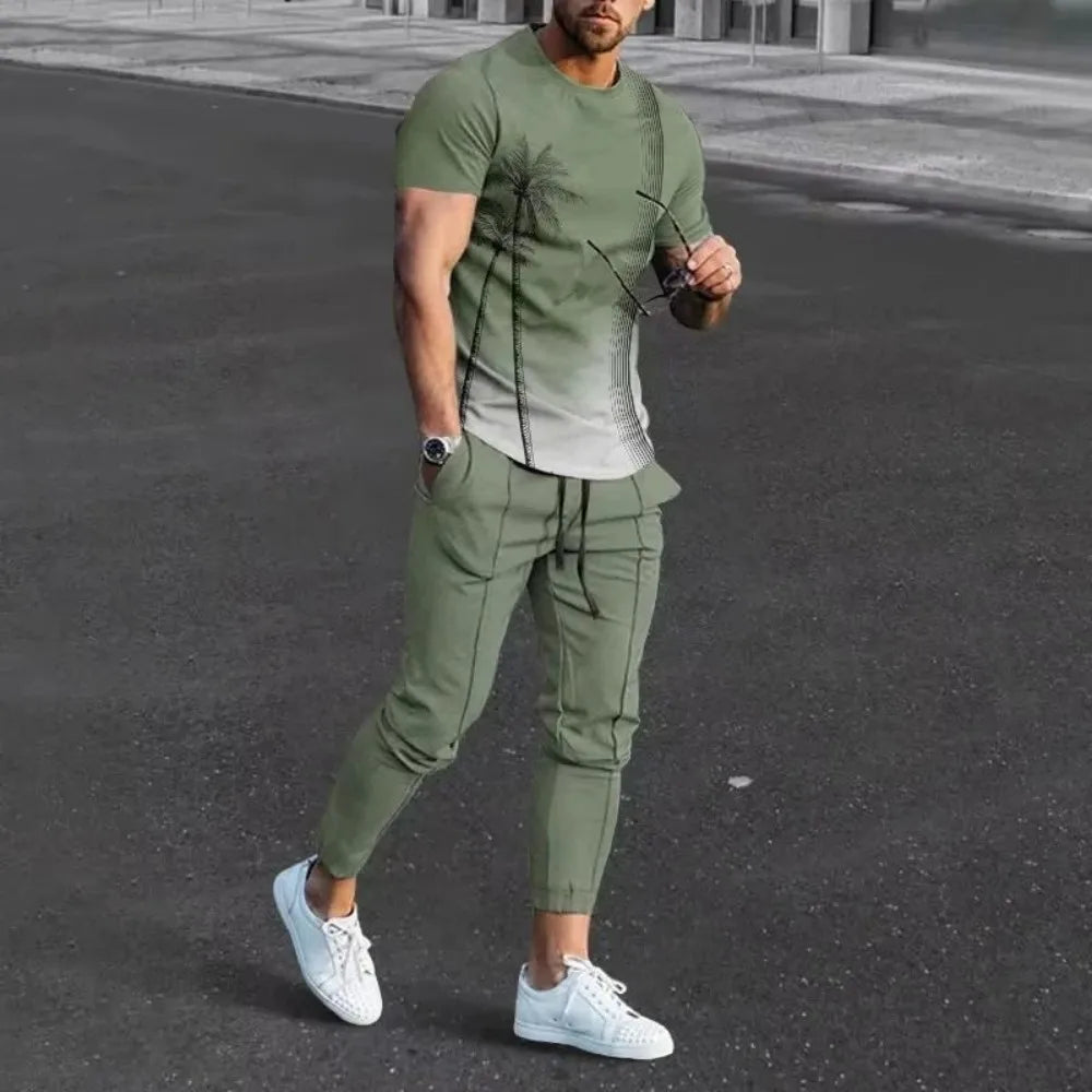Men's 3D Print T-Shirt & Pants Set – Casual & Breathable