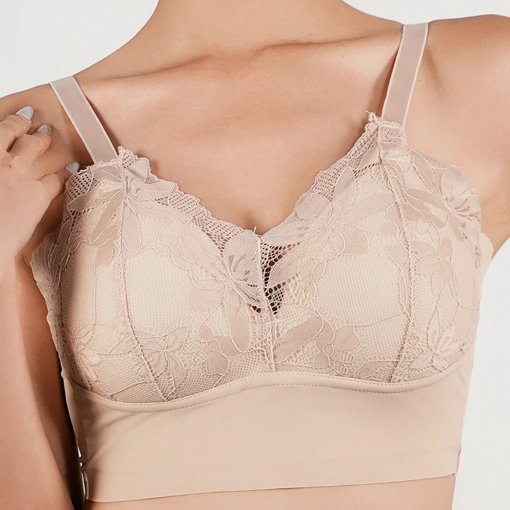 Wireless Lace Bra Adjustable Plus Small Large Cups
