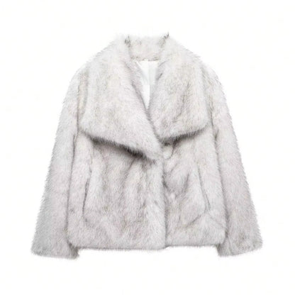 HH Women Faux Fur Coat – Warm Fluffy Jacket