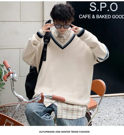 Men's, Korean V-neck Sweater Casual Autumn Winter Comfortable