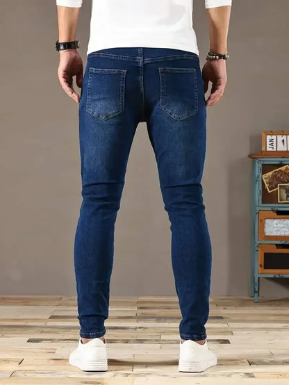 Men's Skinny Stretch Jeans – Black & Blue Street Style