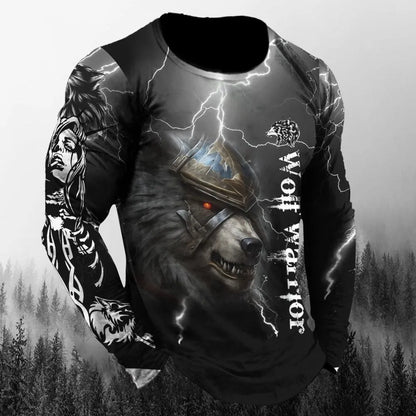 Men’s 3D Animal Wolf Shirt – Trendy Loose Casual Tee