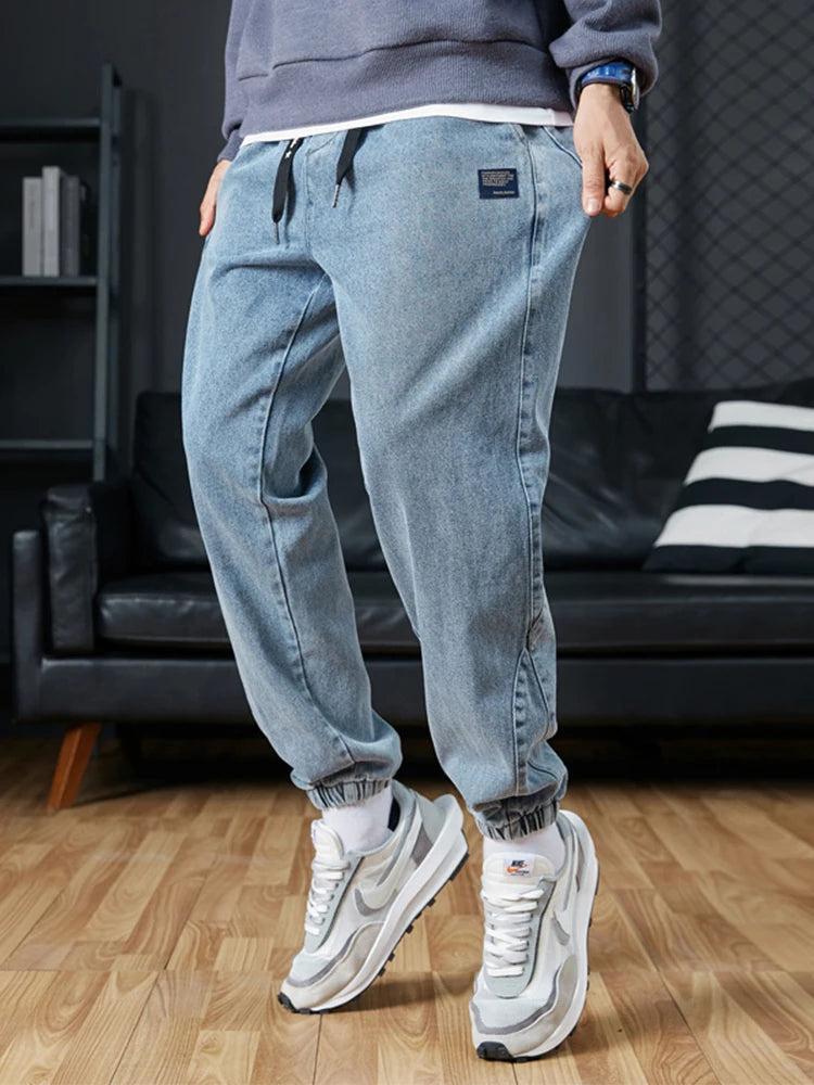 Big size men’s stretch jogger jeans with cargo style