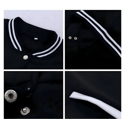 Women’s warm fleece jacket, New York print. Keywords: winter, casual, baseball style