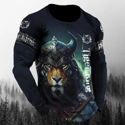 Men’s 3D Animal Wolf Shirt – Trendy Loose Casual Tee